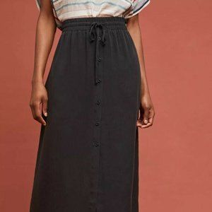 Anthropologie Cloth & Stone Button Down Maxi Skirt, Black XS